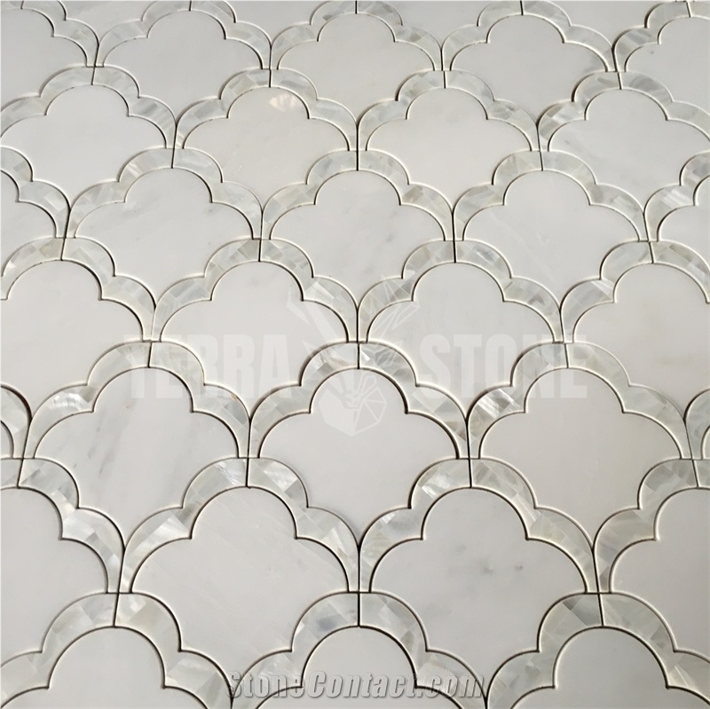 Big Fan Cloud Waterjet Marble Mosaic Pearl Shell Tile