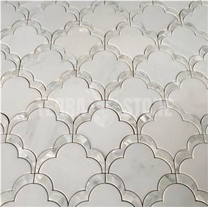 Big Fan Cloud Waterjet Marble Mosaic Pearl Shell Tile