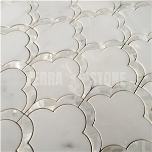 Big Fan Cloud Waterjet Marble Mosaic Pearl Shell Tile