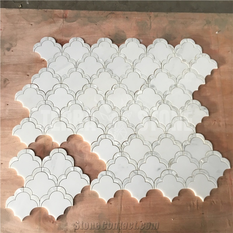 Big Fan Cloud Waterjet Marble Mosaic Pearl Shell Tile