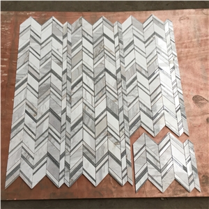 Calacatta Gold And Gray Marble Mosaic Chevron Mosaics Tile