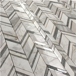 Calacatta Gold And Gray Marble Mosaic Chevron Mosaics Tile