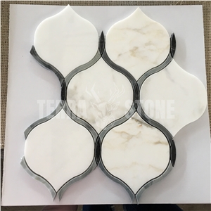 Calacatta Gold Marble Lantern Mosaic Water Jet Design Calacatta Gold Marble Lantern Mosaic Water Jet Design
