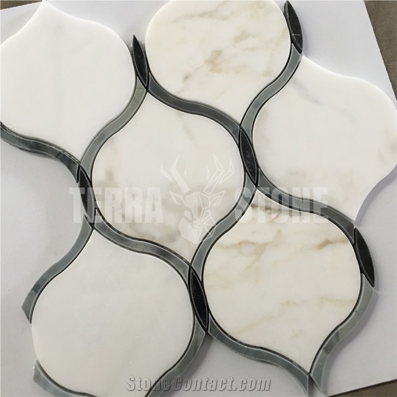 Calacatta Gold Marble Lantern Mosaic Water Jet Design