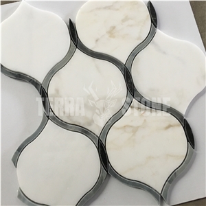 Calacatta Gold Marble Lantern Mosaic Water Jet Design