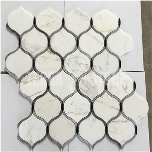 Calacatta Gold Marble Lantern Mosaic Water Jet Design
