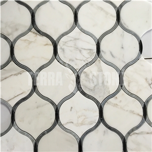 Calacatta Gold Marble Lantern Mosaic Water Jet Design