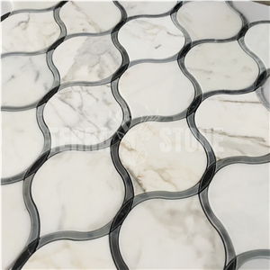 Calacatta Gold Marble Lantern Mosaic Water Jet Design