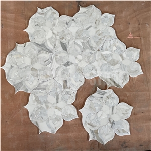 Calacatta Gold Marble With Pearl Shell Water Jet Mosaic Tile