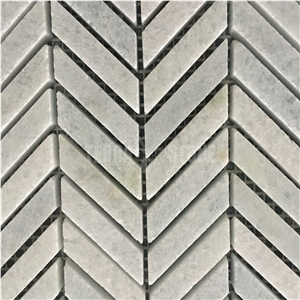 Chevron Ming Green Marble Mosaic Fish Bone Pattern