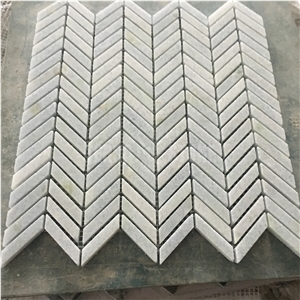 Chevron Ming Green Marble Mosaic Fish Bone Pattern