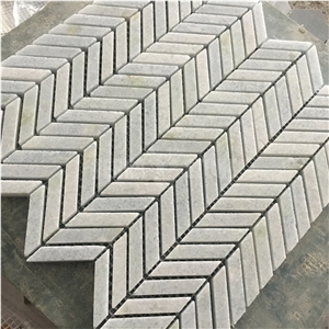 Chevron Ming Green Marble Mosaic Fish Bone Pattern