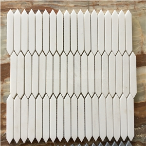 Elongated Hexagon Mosaic Carrara Thassos White Marble Tile