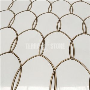 Gentle Net Backsplash Waterjet Mosaic Tile Thassos And Brass