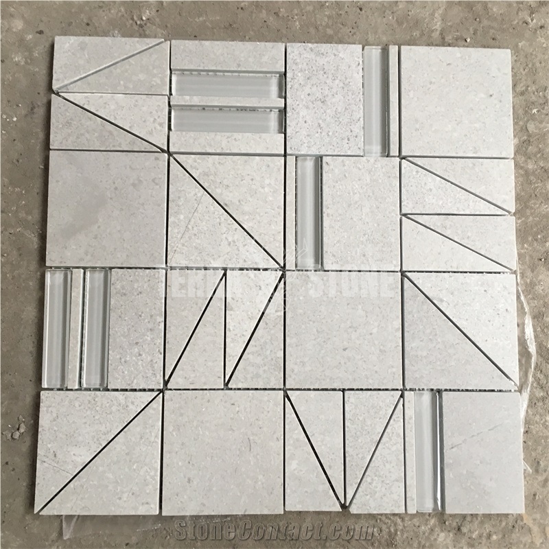 Glass Mixed Marble Mosaic Tile Wall Hexagon Mosaics