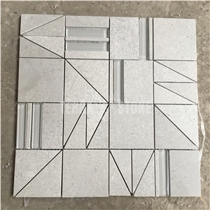 Glass Mixed Marble Mosaic Tile Wall Hexagon Mosaics