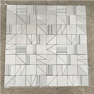 Glass Mixed Marble Mosaic Tile Wall Hexagon Mosaics