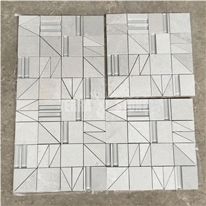 Glass Mixed Marble Mosaic Tile Wall Hexagon Mosaics