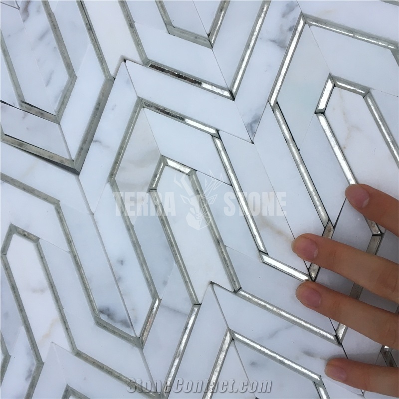 Irregular Shape Waterjet Stone Mix Glass Mosaic