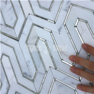 Irregular Shape Waterjet Stone Mix Glass Mosaic Irregular Shape Waterjet Stone Mix Glass Mosaic