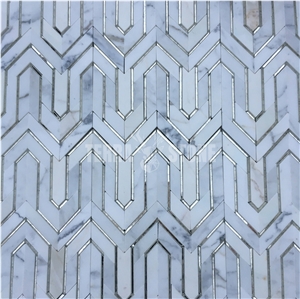 Irregular Shape Waterjet Stone Mix Glass Mosaic