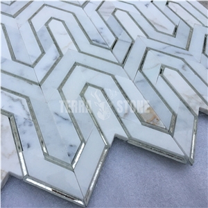 Irregular Shape Waterjet Stone Mix Glass Mosaic