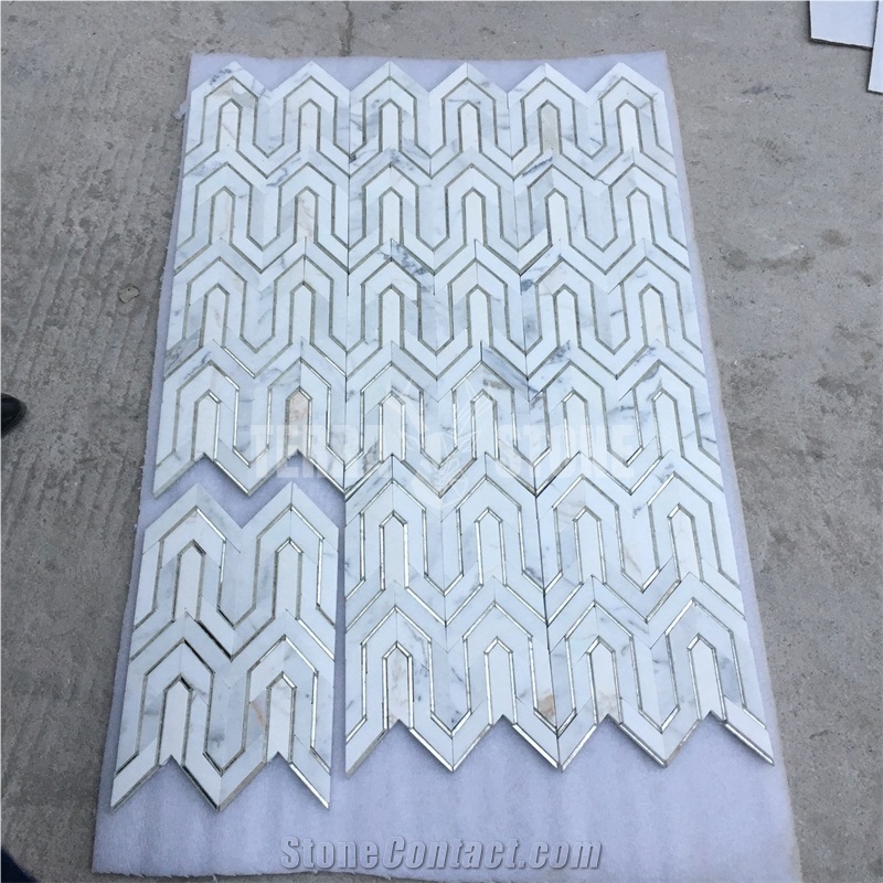 Irregular Shape Waterjet Stone Mix Glass Mosaic