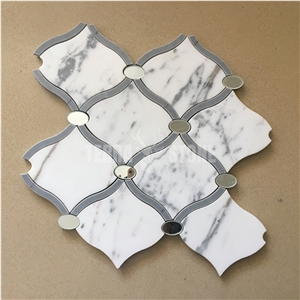 Lantern Design Waterjet Mosaic Marble Glass Kitchen Tile