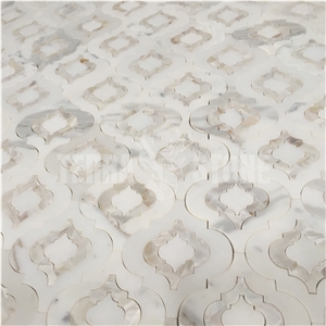 Lantern Waterjet Mosaic Marble And Mother Pearl Shell Tile