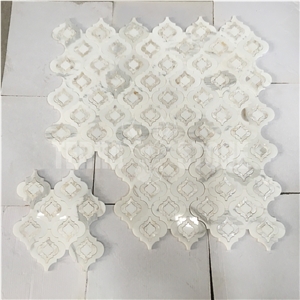 Lantern Waterjet Mosaic Marble And Mother Pearl Shell Tile