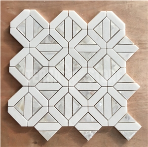 Marble And Pearl Shell Mosaic Geometry Design Wall Tile Marble And Pearl Shell Mosaic Geometry Design Wall Tile