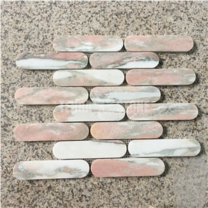 Norwegian Rose Marble Red Pink Mosaic Oval Design Tile