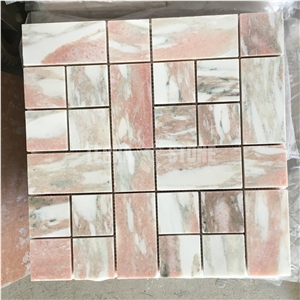 Pink Rosa Marble Mosaic Fish Scale Red Stone Wall Floor Tile