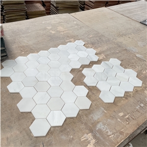 Polished Pure White Onyx Mosaic Hexagon Bathroom Wall Tile