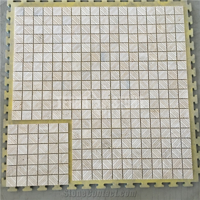 Square Travertine Marble Tile Stone Mosaic For Outdoors