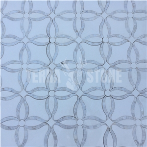 Thassos White Marble Pearl Shell Tile Waterjet Mosaics