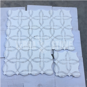 Thassos White Marble Pearl Shell Tile Waterjet Mosaics