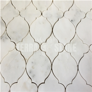 Water Jet Marble Mosaic Lantern Design Oriental White