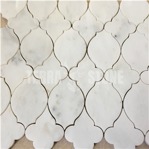 Water Jet Marble Mosaic Lantern Design Oriental White