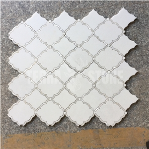 Water Jet White Thassos Marble Lantern Design Shell Tile
