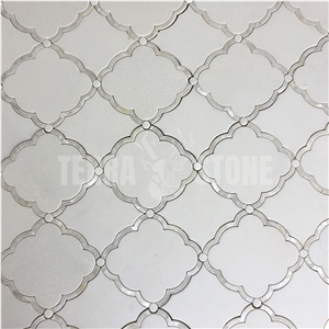 Water Jet White Thassos Marble Lantern Design Shell Tile