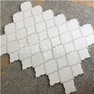 Water Jet White Thassos Marble Lantern Design Shell Tile