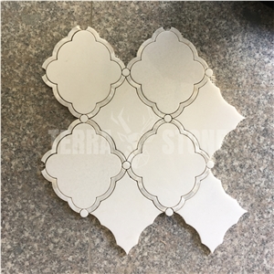 Water Jet White Thassos Marble Lantern Design Shell Tile