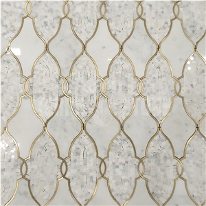 Waterjet Marble Mosaic Tiles Lantern Design Handcut Mosaics