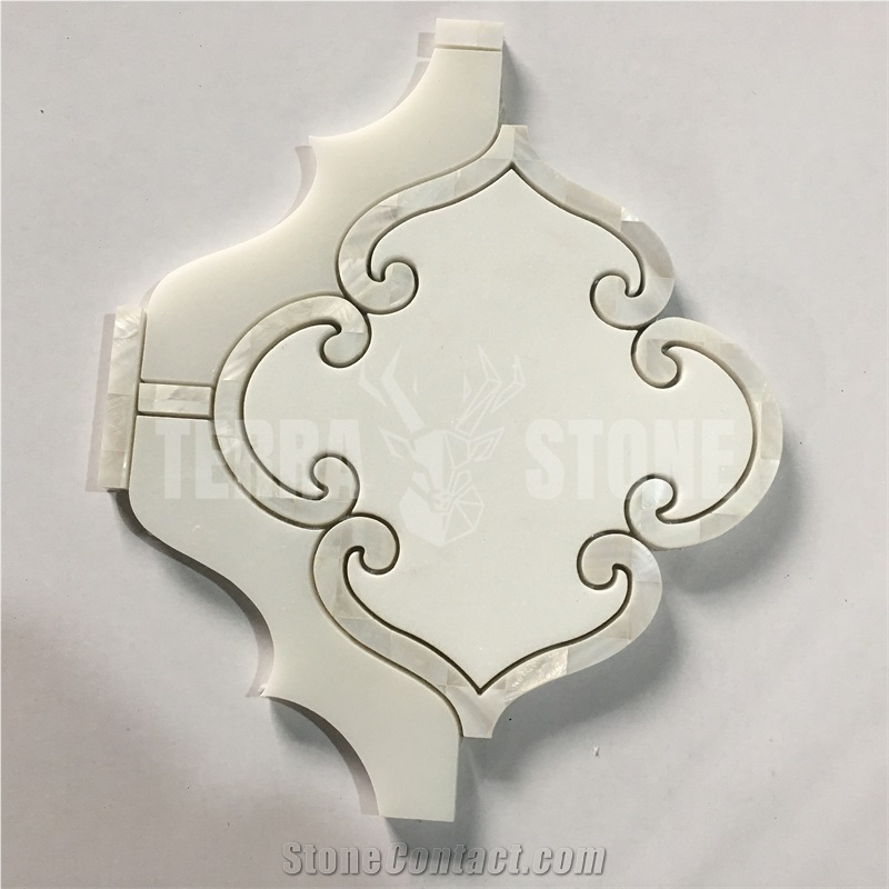 Waterjet Mosaic Lantern Design Bathroom Marble Shell Tile