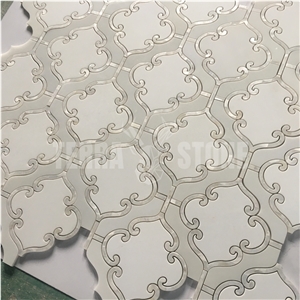 Waterjet Mosaic Lantern Design Bathroom Marble Shell Tile
