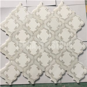 Waterjet Mosaic Lantern Design Bathroom Marble Shell Tile