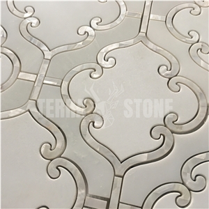 Waterjet Mosaic Lantern Design Bathroom Marble Shell Tile