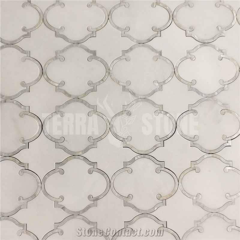 Waterjet Mosaic Lantern Design Marble Shell Mosaics Tiles