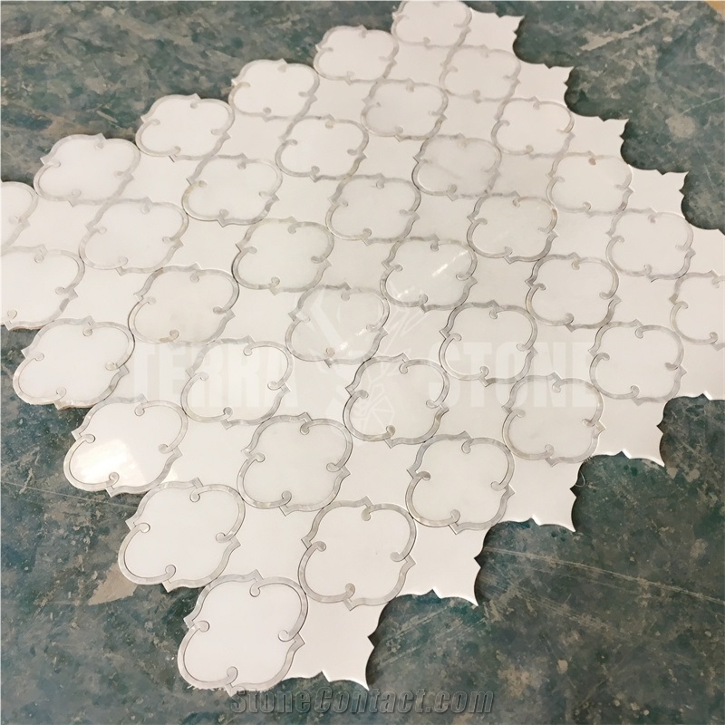 Waterjet Mosaic Lantern Design Marble Shell Mosaics Tiles